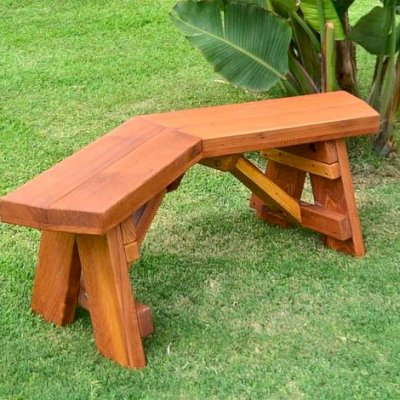 V-Wing Benches (Options: 51 1/2 inches, Redwood, No Engraving, Transparent Premium Sealant).