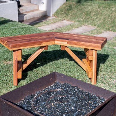 V-Wing Benches (Options: 36 inches, Mosaic Redwood, No Engraving, Transparent Premium Sealant).