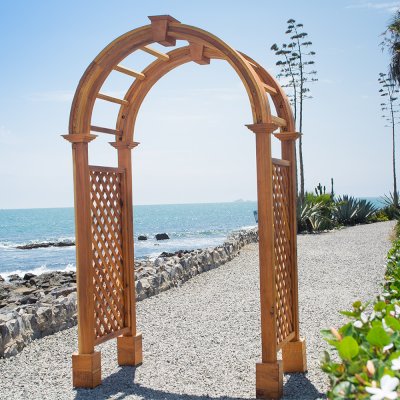 Versailles Arbor (Options: 60" W x 43" D, California Redwood, Transparent Premium Sealant).