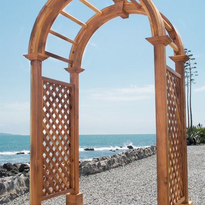 Versailles Arbor (Options: 60" W x 43" D, California Redwood, Transparent Premium Sealant).