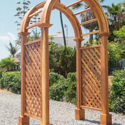 Versailles Arbor (Options: 60" W x 43" D, California Redwood, Transparent Premium Sealant).
