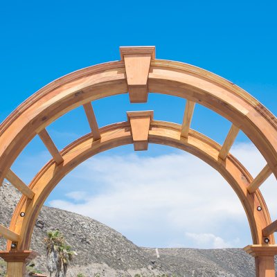 Versailles Arbor (Custom Options: 60" W x 43" D, California Redwood, Transparent Premium Sealant).