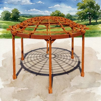 Watercolor of a 22' Diameter Dome Pergola. 