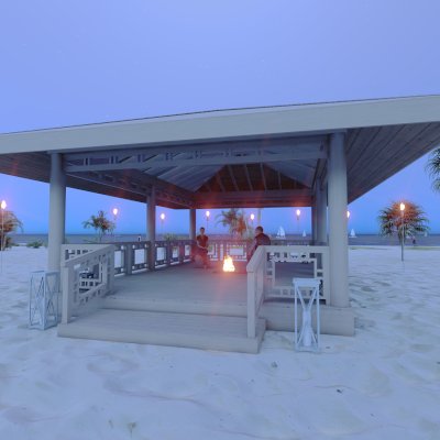 Zen Garden Pavilion (Rendering Shows: 36ft L x 26ft W, with Deck & Railings).