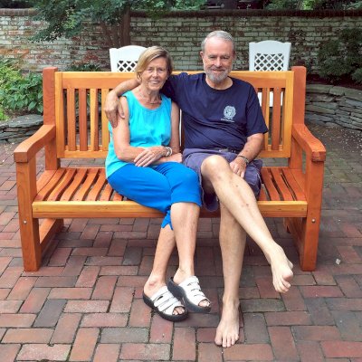Ti Amo Benches (Options: 5 ft, California Redwood, No Cushion, No Engraving, Transparent Premium Sealant). Photo Courtesy of Brian J. Corden of Easton MD.