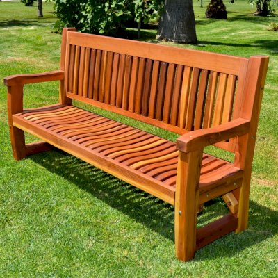 Ti Amo Benches (Options: 6 ft, California Redwood, No Cushion, No Engraving, Transparent Premium Sealant).