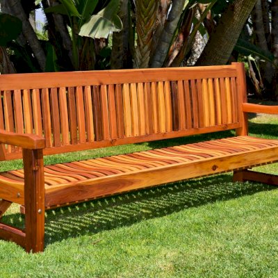 Ti Amo Benches (Options: 8 ft, California Redwood, No Cushion, No Engraving, Transparent Premium Sealant).