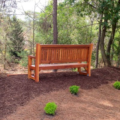 Ti Amo Benches (Options: 6 ft, California Redwood, No Cushion, No Engraving, Transparent Premium Sealant). Photo Courtesy of Jeffrey Hill of Roswell, Georgia. 