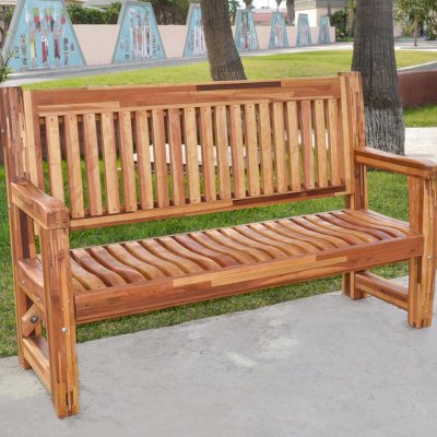 Ti Amo Memorial Benches (Options: 5 ft, Mosaic Redwood, No Cushion, No Engraving, Transparent Premium Sealant). Custom detail - customer requested seat and backrest slats in Redwood.