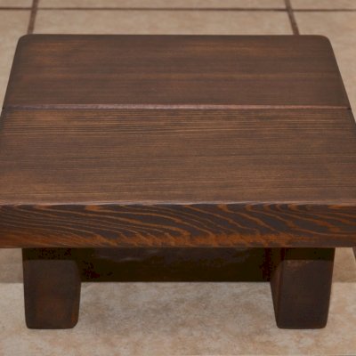 Tiny Wood Foot Stool (Options: Redwood, 5 3/4 " H, No Engraving, Coffee-Stain Premium Sealant).