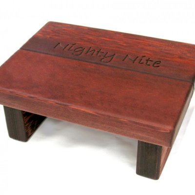 Tiny Wood Foot Stool (Options: Old-Growth Redwood, 5 3/4 " H, Engraving, Cherry Stain)