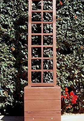 Trellises for Planters (Options: 5' Tall Trellis Kit for Planters up to 36"L, Old-Growth Redwood, Transparent Premium Sealant) and Sonoma Planter 24"L x 24"W x 24"H. 