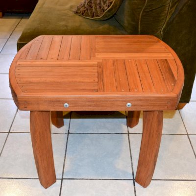 Vera's Custom Wood Side Table (Options: 21 ½", Mature Redwood, 20" H, Transparent Premium Sealant).