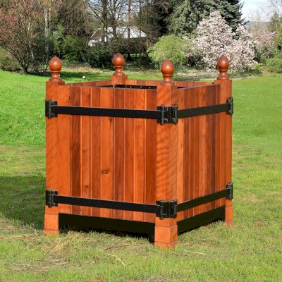 Versailles Planter (Options: 30" W x 36" L x 36" H, Old-Growth Redwood, Interior and Exterior of Box with Sealant (No Growing Vegetables), Transparent Premium Sealant).