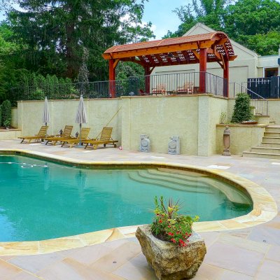 Custom Viking Pergola DIY Kits (Options: 21' L x 16' W, Mature Redwood, No Electrical Wiring Trim Kit, 4-Post Anchor Kit for High-Wind, No Curtain Rods, Extra Thick Lumber by Custom Request, Transparent Premium Sealant). 