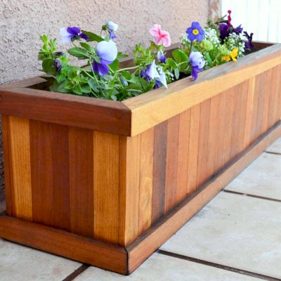 Window Box Planters (Options: 30" L, 9" W, 9" H, Standard Base, Redwood, No Steel Hangers, No Railing Strips, No Growing Vegetables, Transparent Premium Sealant).
