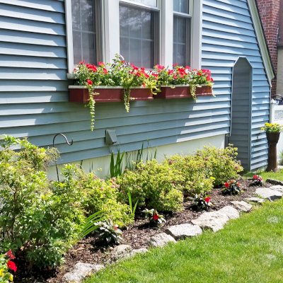 Window Box Planters (Options: 24" L, 9" W, 9" H, Redwood, Add Steel Hangers, No Railing Strips, Custom Finish).