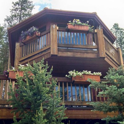 Window Box Planters (Options: 36" L, 9" W, 9" H, Standard Base, Mature Redwood, With Steel Hangers, No Growing Vegetables, Transparent Premium Sealant). Photo Courtesy of JR of Breckenridge, CO. 