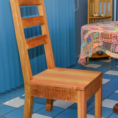Wood Ladderback Chair (Options: Armless, Douglas-fir, Rustic Finish, No Cushion, Transparent Premium Sealant).