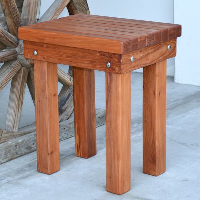 Wood Patio Bench (Options: 1 1/2 ft x 14 1/4 inches W x 21 1/2 inches H, Mature Redwood, No Cushion, No Engraving, Transparent Premium Sealant).