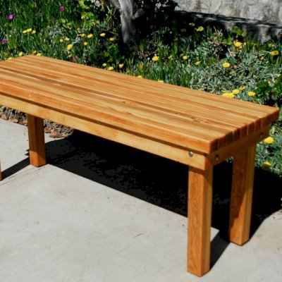 Wood Patio Bench (Options: 4 1/2 ft x 17 3/4 inches W x 21 1/2 inches H, Douglas-fir, No Cushion, No Engraving, Transparent Premium Sealant).