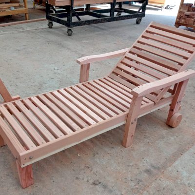 Wood Pool Lounger in Production (Options: Single, Standard 74", California Redwood, 13" H).