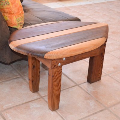 Wood Surfboard Coffee Table (Options: 30" x 18", Old-Growth Redwood and Douglas-Fir, 18" H, Transparent Premium Sealant).