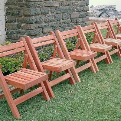 Wooden Folding Chair (Options: Mature Redwood, No Cushion, Transparent Premium Sealant)