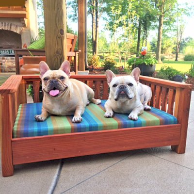 Wooden Pets Bed (Options: California Redwood, Custom Cushion).