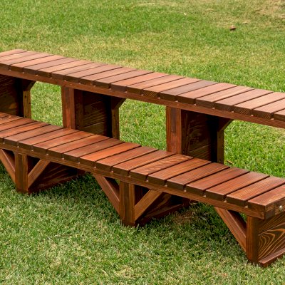 Wooden Spa Step (Options: 72" x 22" x 18H", California Redwood, No Engraving, Coffee-Stain Premium Sealant).