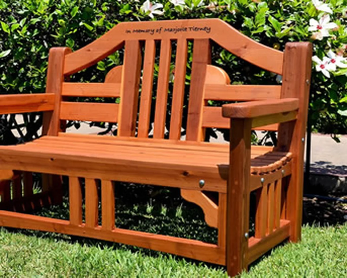 Alan's Engraved Wood Bench