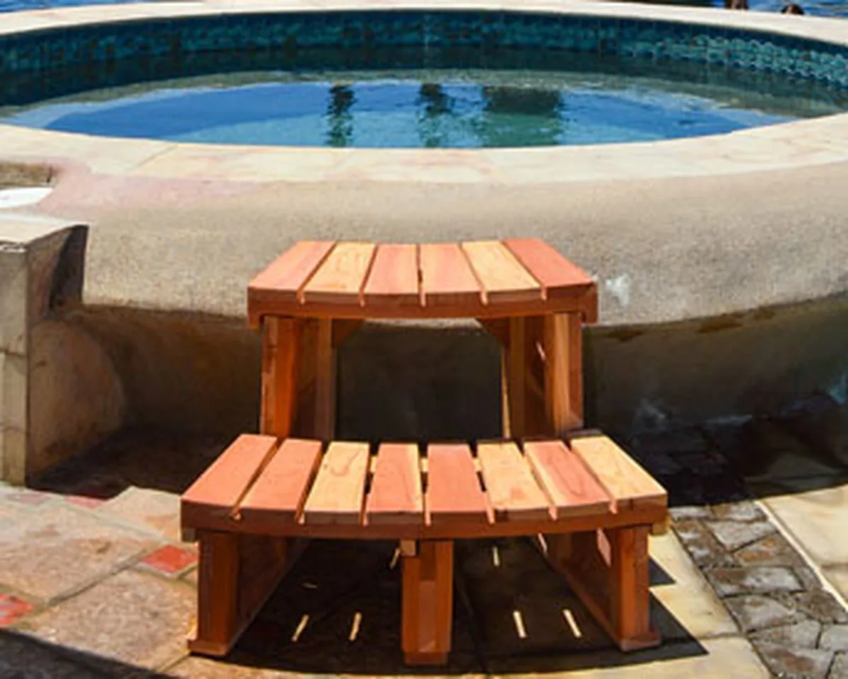 Circular Wooden Spa Step