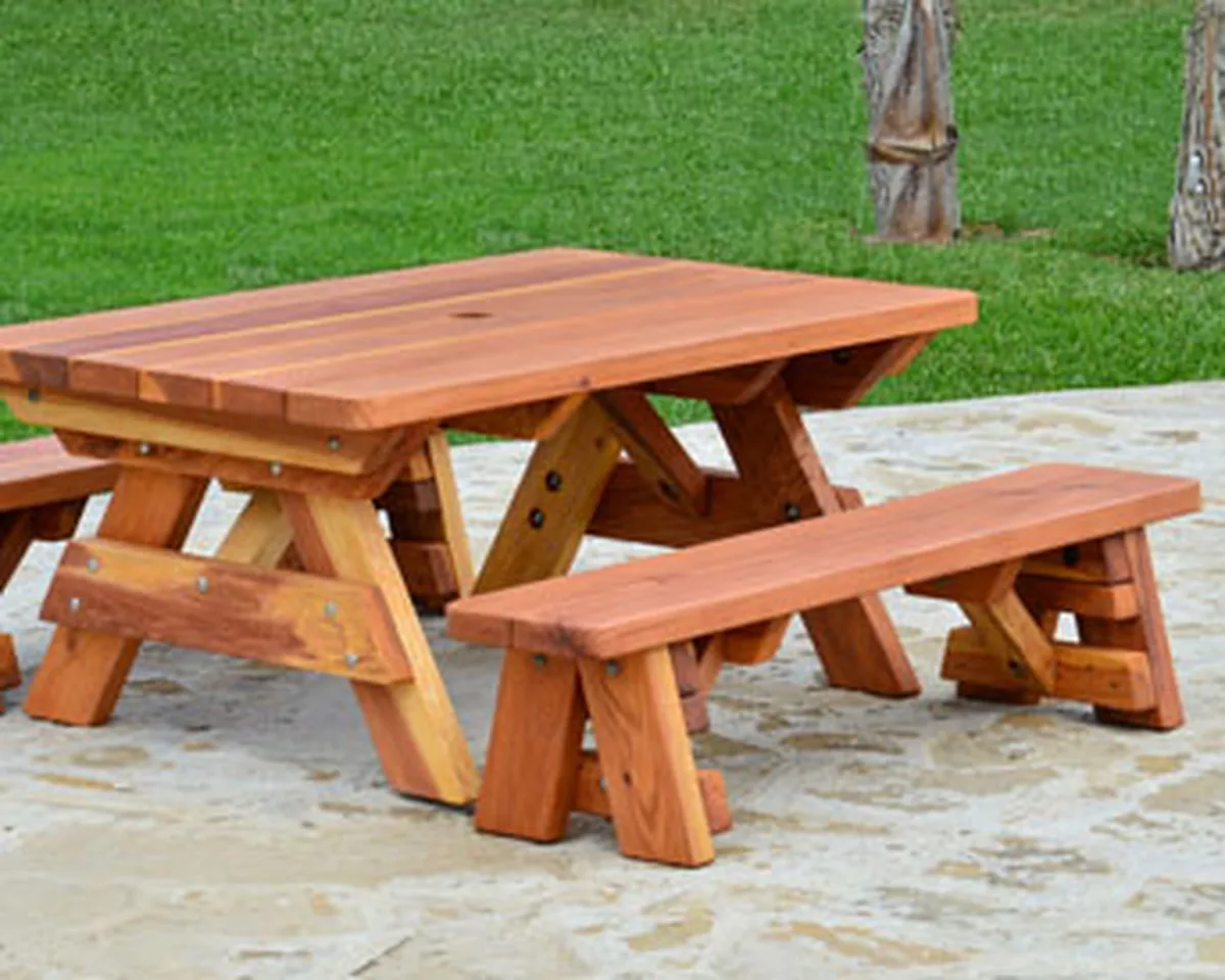 Kid Size Wood Picnic Table (Unattached Benches)
