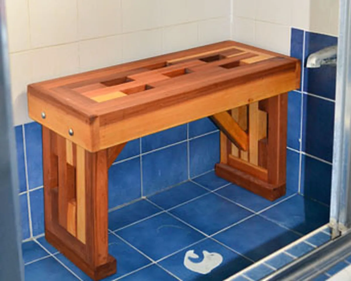 Lighthouse Wooden Shower Bench