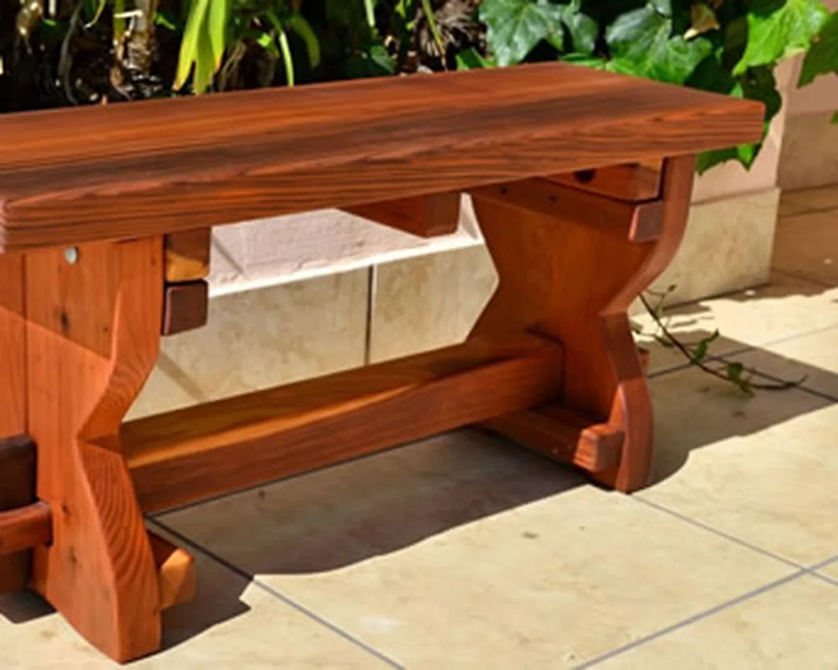 Redwood Trestle Bench