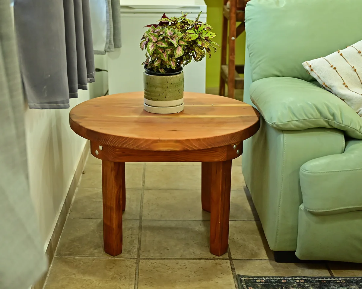 Round Solid Wood Side Table