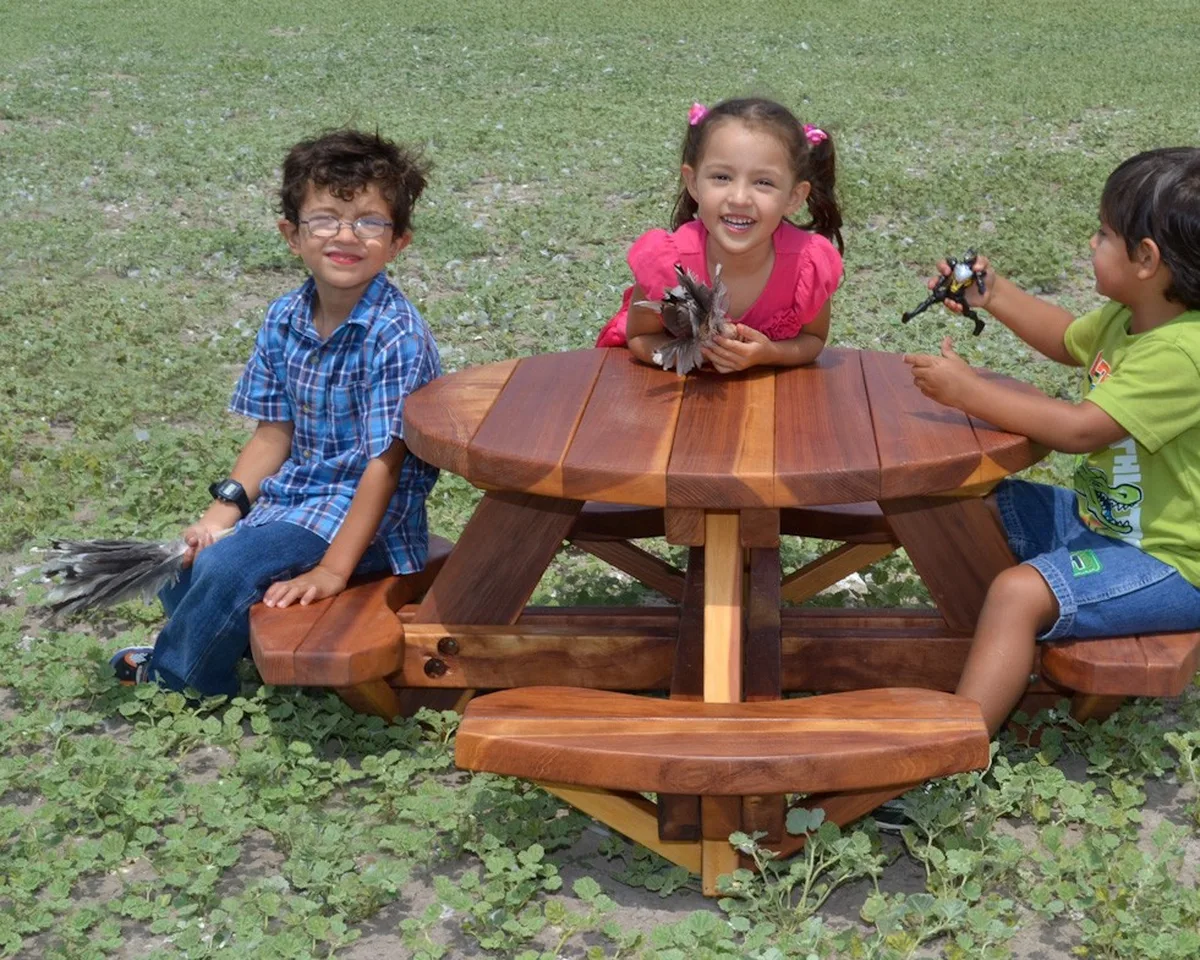 Round Wooden Picnic Table for Toddlers