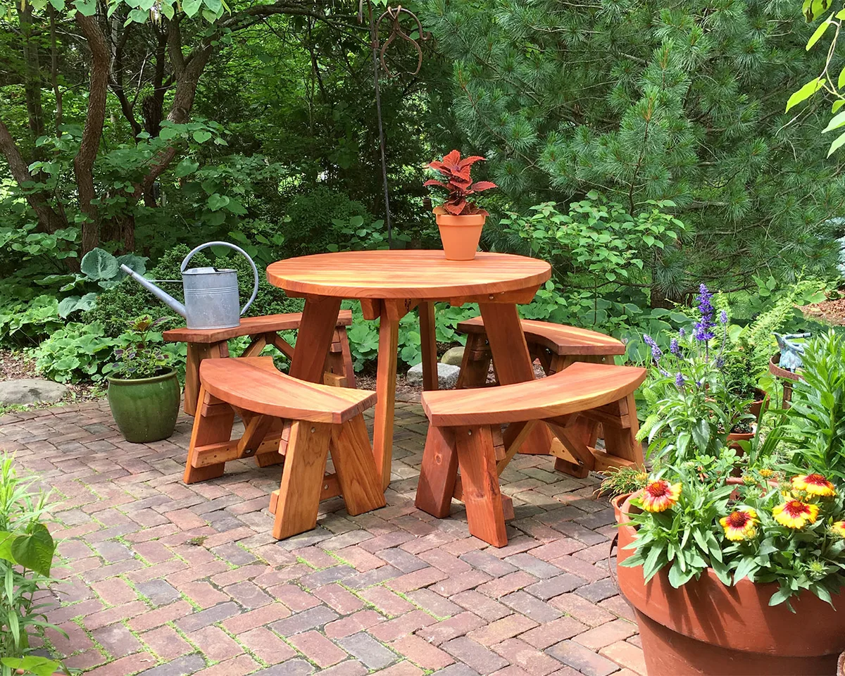 Round Wooden Picnic Tables (Detached Benches)