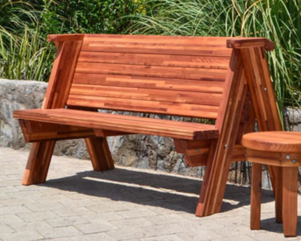 Rustic Redwood Bench