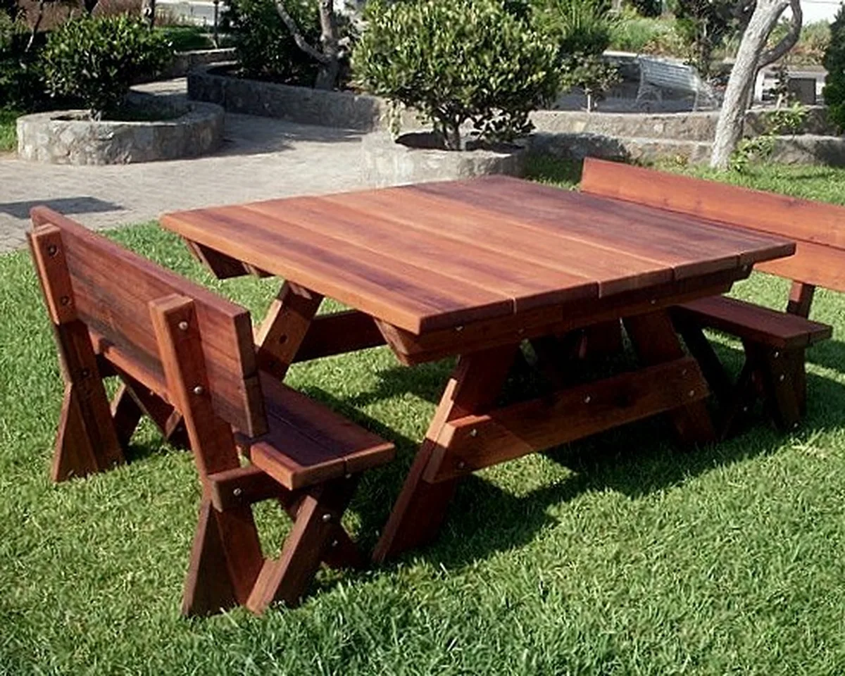 Square Heritage Large Wooden Picnic Table