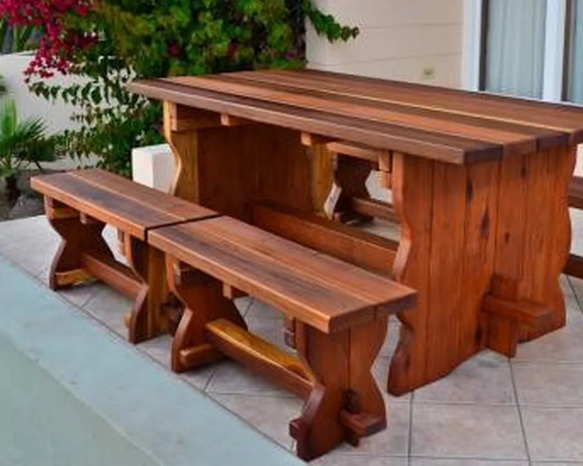 Trestle Natural Wood Outdoor Table