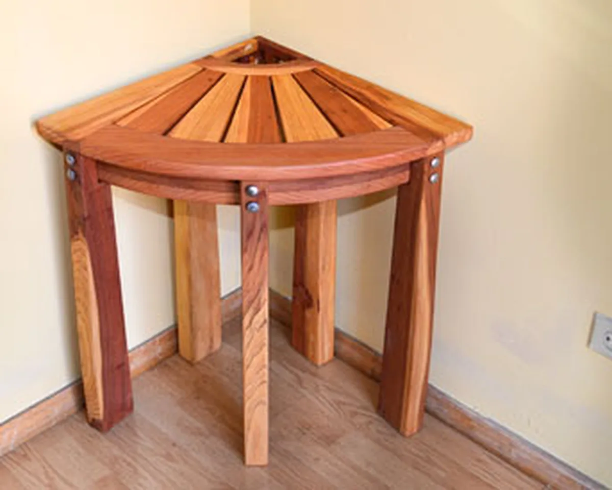 Wooden Corner Shower Bench